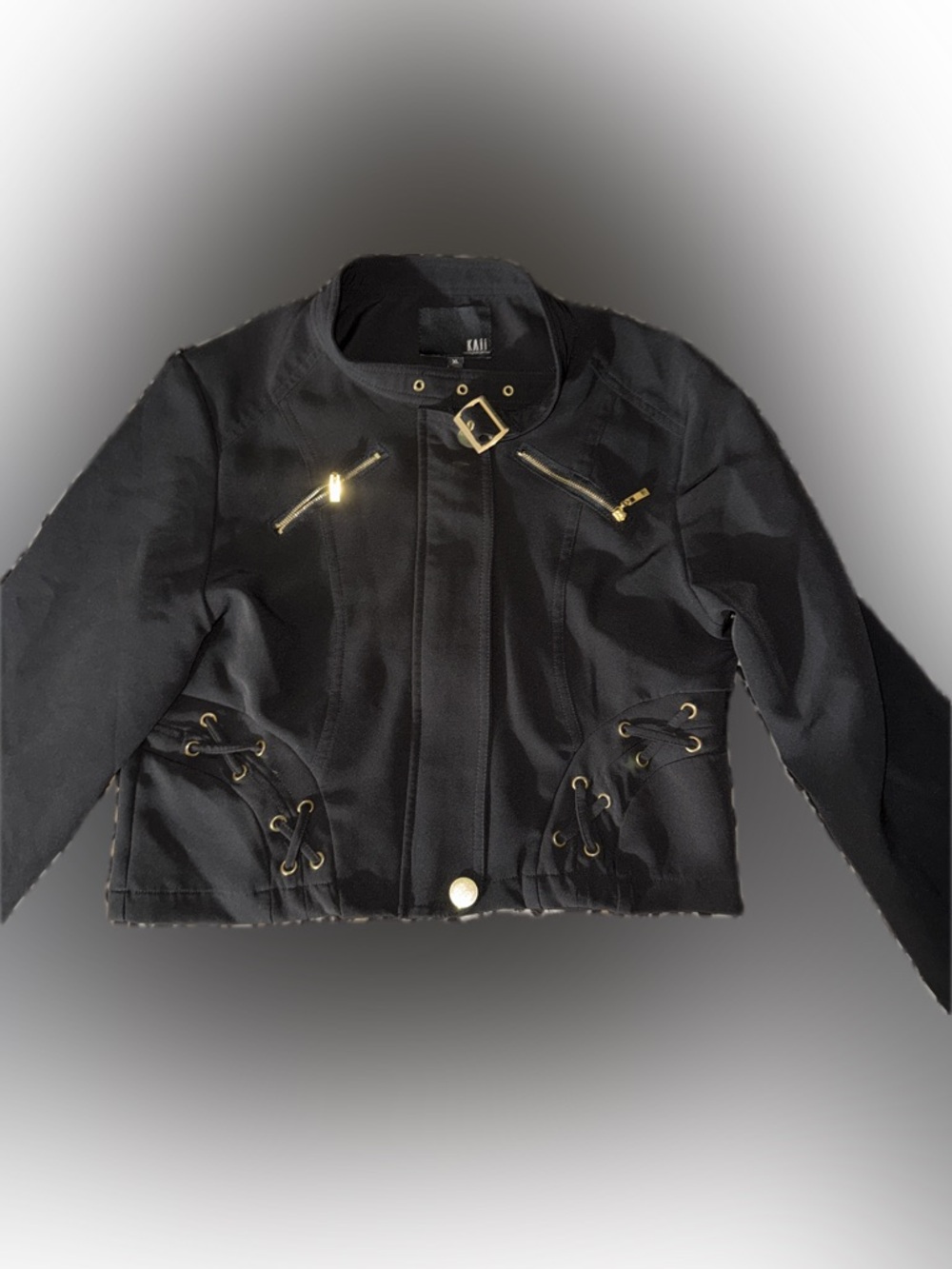 Kaii Black Bomber Jacket with Gold Hardware